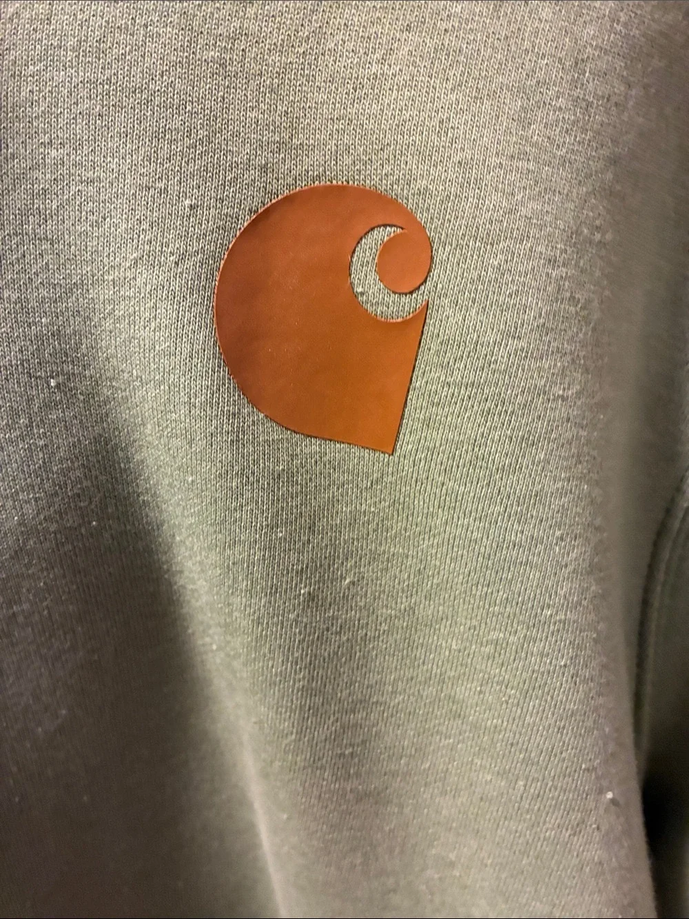 Carhartt Light Sage Green Crewneck Hoodie with Chest Logo built for outdoor